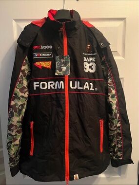 BAPE FORMULA1 Black & Camo Racing Jacket - BAPE 93